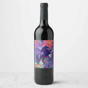 Rótulo Para Garrafa De Vinho UNICÓRNIO DO UNIVERSO colorido