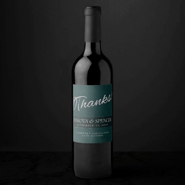 Rótulo Para Garrafa De Vinho Velvet Teal Grunge | Deep Emerald Green - Obrigado (Criador carregado)