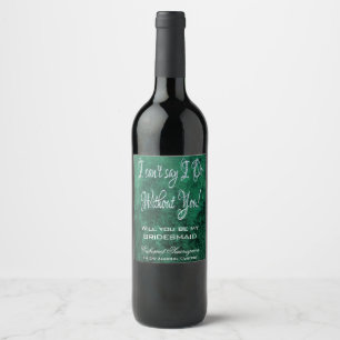 Rótulo Para Garrafa De Vinho Velvety Teal Damask   Verde escuro Barroco