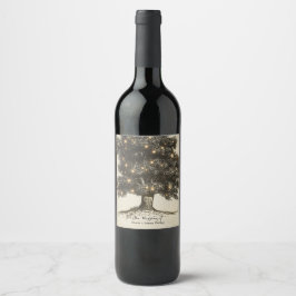 Rótulo Para Garrafa De Vinho Vinho de C Casamento Personalizado com Árvore e Lu