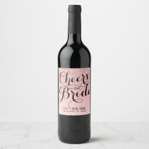 Rótulo Para Garrafa De Vinho Vinho de Noiva Rosa & Prata BRINCADEMOS PARA A NOI