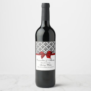 Rótulo Para Garrafa De Vinho Vintage Black What Damask Red H Wine Bottle