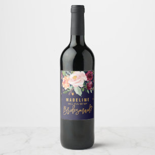 Rótulo Para Garrafa De Vinho Vontade floral do outono você seja minha dama de