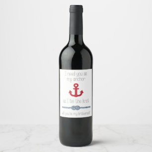 Rótulo Para Garrafa De Vinho Vontade náutica você seja minha âncora da dama 