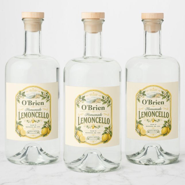 Rótulo Personalizado de Limoncello Caseiro Limões  (Garrafas)