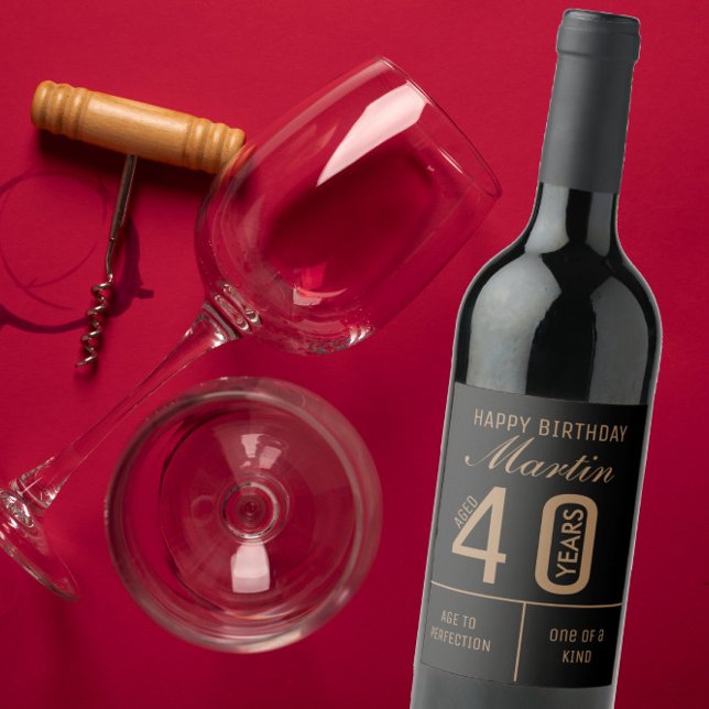 Rótulo personalizado de vinho de aniversário de 40 (Criador carregado)