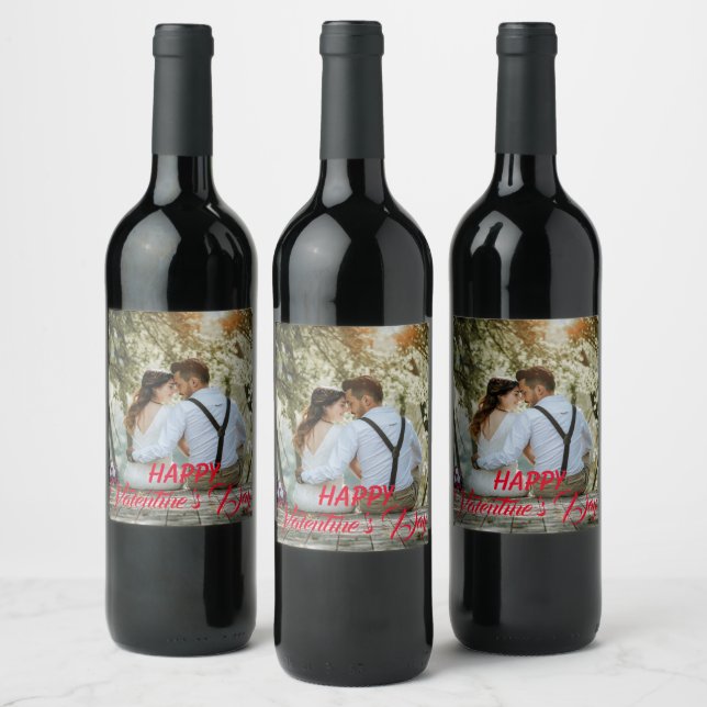 Rótulo personalizado do vinho Dia de os namorados, (Garrafas)