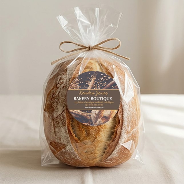rótulo Personalizado Padaria Boutique adesivo (Customized Label Bakery Boutique sticker #bakeryshop #baking #bakerylabel #darkbrown #elegantlabel )