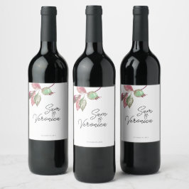 Rótulo Romântico de Vinho de Casamento Floral Mauv
