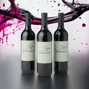 Rótulo Romântico de Vinho de Casamento Minimalista