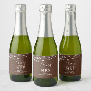 Rótulo Rusic Wooden Mini Chá de panela Champagne