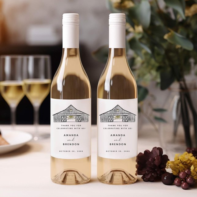 Rótulo Rustic Barn Weding Wine (Criador carregado)