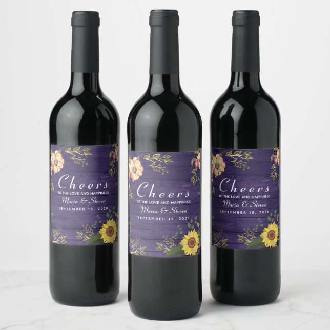 Rótulo Rustic Floral Weding Wine (Garrafas)