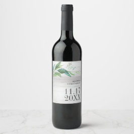 Rótulo Rustic Green Leaf Weding Wine Personalizado