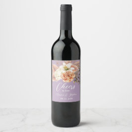 Rótulo Rustic Peach Floral Weding Wine
