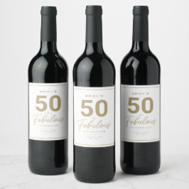 Rótulo Simples 50 e Fabuloso de Vinho Personalizad