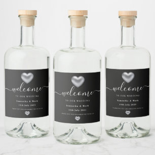 Rótulo Simples de Vinho de Casamento Cardíaco de