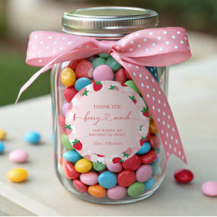 Rótulos adesivos Berry First Birthday Round