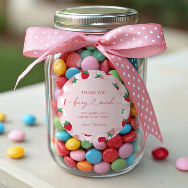 Rótulos adesivos Berry First Birthday Round (Criador carregado)