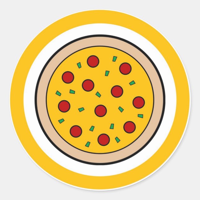 Rótulos adesivos de círculo de sabor de pizza (Frente)