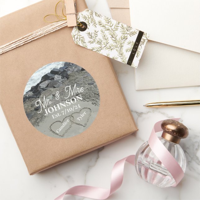 Rótulos De Adesivos Redondos - Dois Corações Na Ar (Presentear)