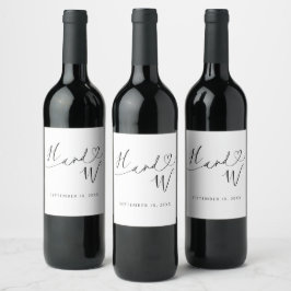 Rótulos de Camão de Vinho Monograma Coração Chic 