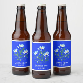 Rótulos de Cerveja Casamento Crocus Azuis