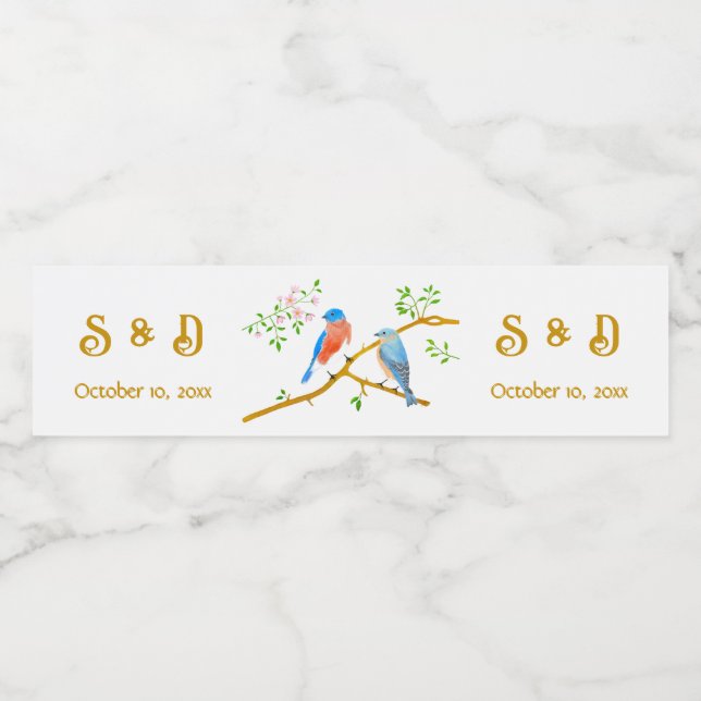 Rótulos de Cerveja Casamento dos Pássaros Azuis (Rótulo Único)
