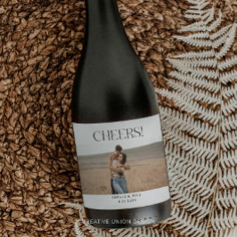 Rótulos de Champanhe de Casamento Mínimo Moderno