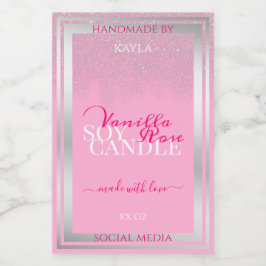 Rótulos de empacotamento de produtos rosa e pratea