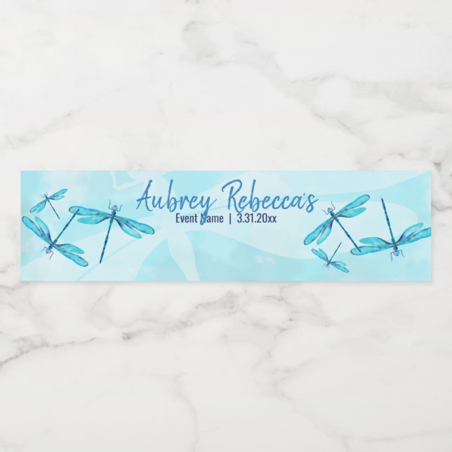 Rótulos de Garrafa de Água de Libélula Turquesa Es (Rótulo Único)