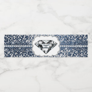 Rótulos de Garrafa de Água Denim e Diamante