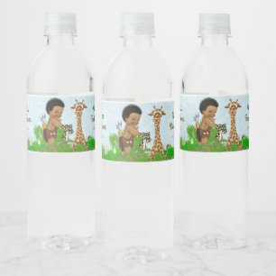 Rótulos de Garrafa de Água para Chá de Bebê Afro B