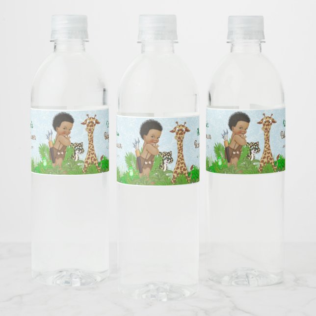 Rótulos de Garrafa de Água para Chá de Bebê Afro B (Garrafas)