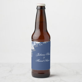 Rótulos de Garrafa de Cerveja Florais em Azul Empo