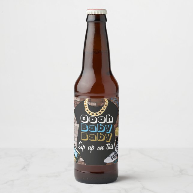 Rótulos de Garrafa de Chá de fraldas {Boy} Hip Hop (Frente)