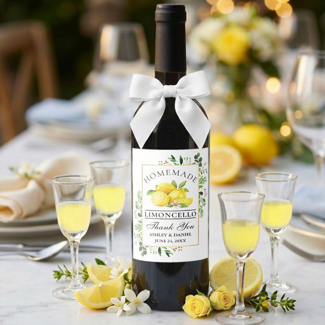 Rótulos de Garrafa de Limoncello Dourado com Aquar (Customize to change text size or text style.)