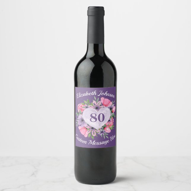 Rótulos de garrafa de vinho de 80 de Aniversário (Frente)