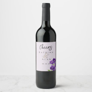 Rótulos de Garrafa de Vinho Violetas Roxas Profund