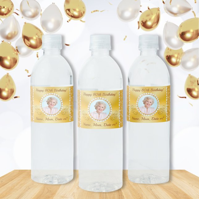 Rótulos de Garrafas de Água de Aniversário, Foto o (Criador carregado)