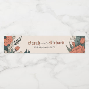 Rótulos de Garrafas de Água de Casamento Floral El
