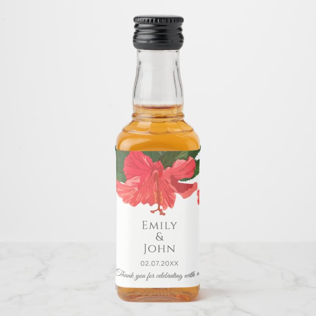 Rótulos de Garrafas de Bebidas Miniaturas com Flor (Frente)