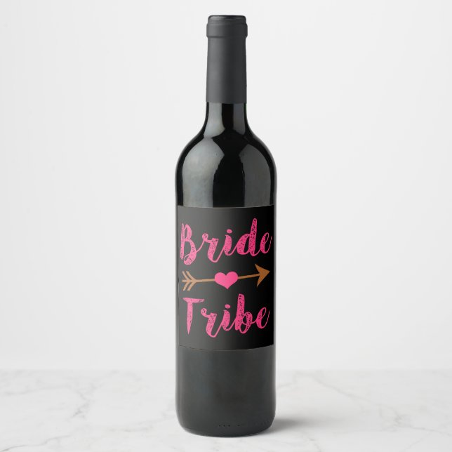 Rótulos de garrafas de vinho da Noiva Tribe Brides (Frente)