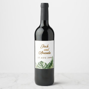 Rótulos de Garrafas de Vinho de Casamento de Folha