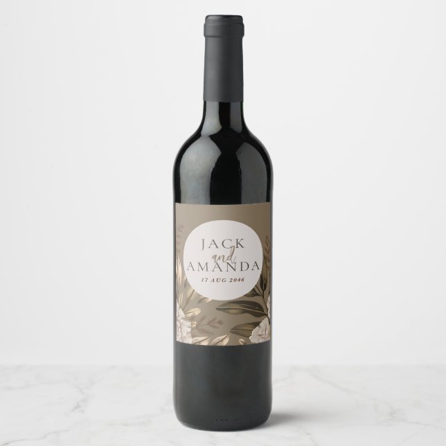 Rótulos De Garrafas De Vinho De Casamento Floral R (Frente)