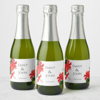 Rótulos de garrafas de vinho espumantes de flor de
