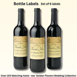 Rótulos de Garrafas de Vinho, Flor Amarela Dourada