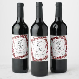 Rótulos de Garrafas de Vinho Maroon de Trabalho Ab