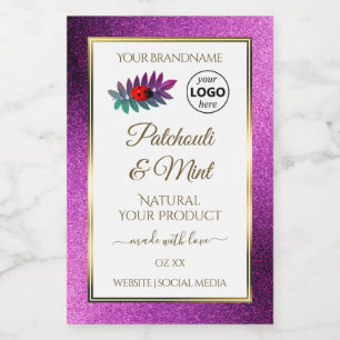 Rótulos de Produto Brancos com Brilho Roxo Logotip