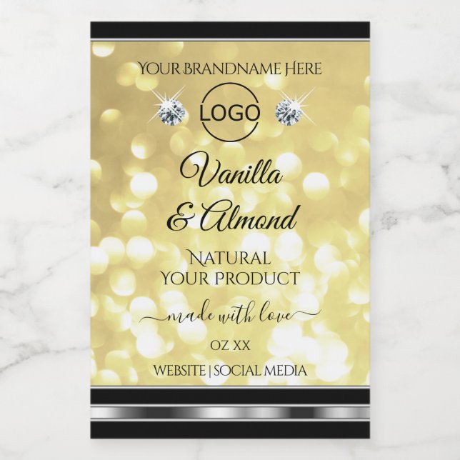 Rótulos de Produto com Brilho Dourado Luxuoso Logo (Rótulo Único)
